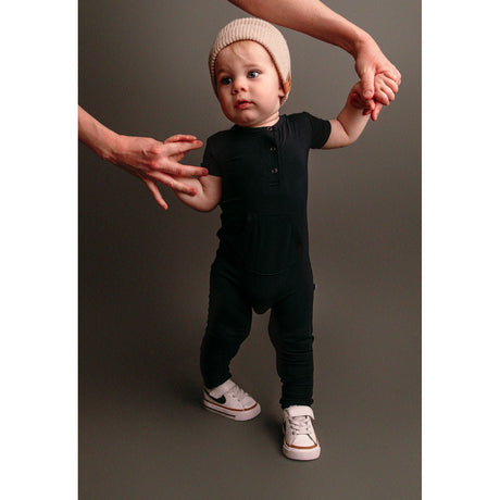 Short Sleeve Romper - Jett Black - HoneyBug 