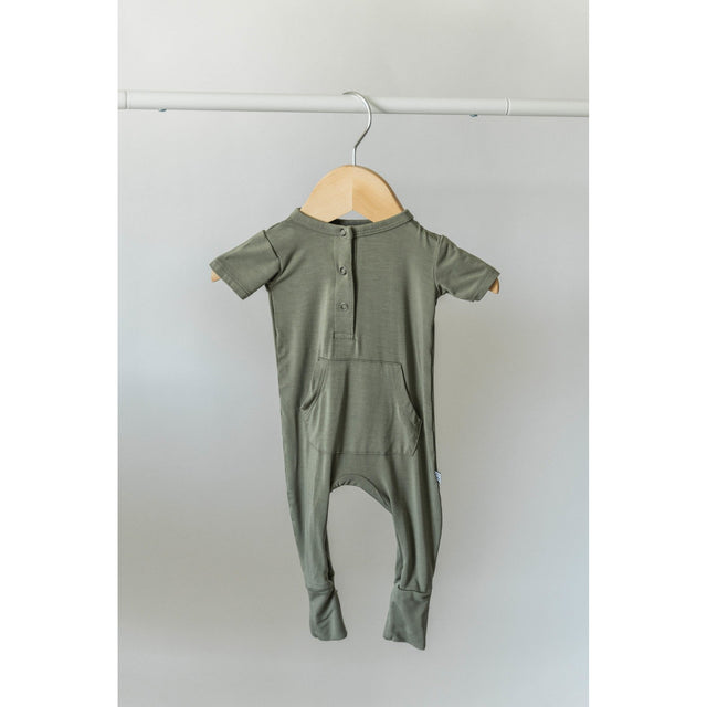 Short Sleeve Romper - Sage - HoneyBug 