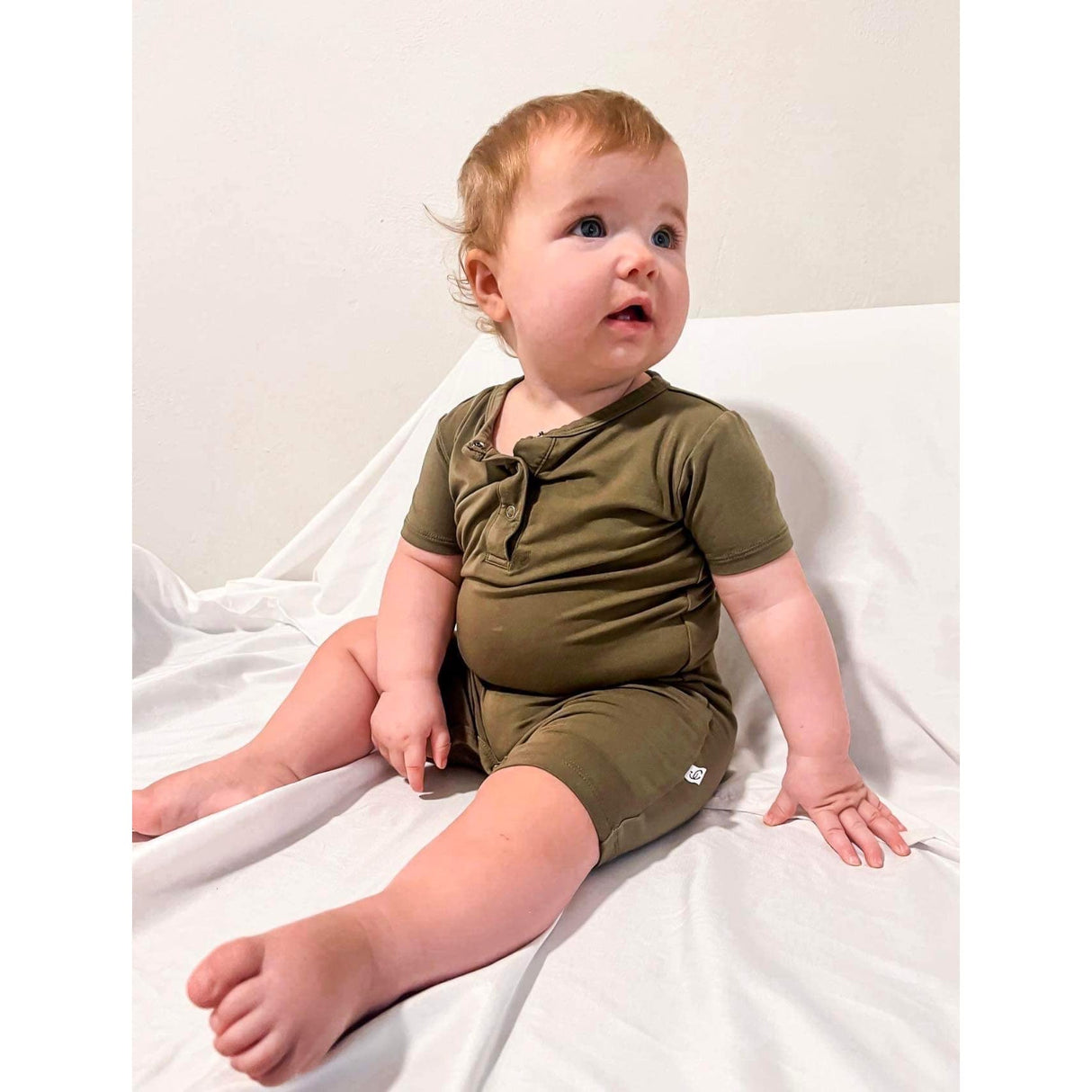 Shorty Romper- Dark Olive - HoneyBug 