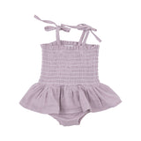 Smocked Bubble W/ Skirt - Dusty Lavender Solid Muslin