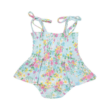 Smocked Bubble W/ Skirt - Little Buttercup Floral - HoneyBug 