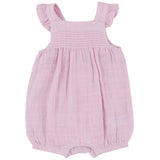 Smocked Front Overall Shortie - Ballet Solid Muslin