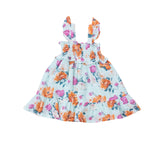 Smocked Ruffle Sundress & Diaper Cover - Soft Petals Floral - HoneyBug 