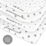 Waterproof Bassinet Sheet Set - Grey Stars - HoneyBug 