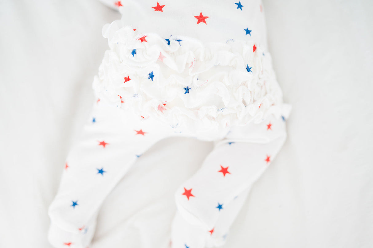 Ruffle 2 Way Zip Romper - Star Spangled