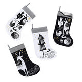 Winter Animals Stocking - White on Black - HoneyBug 