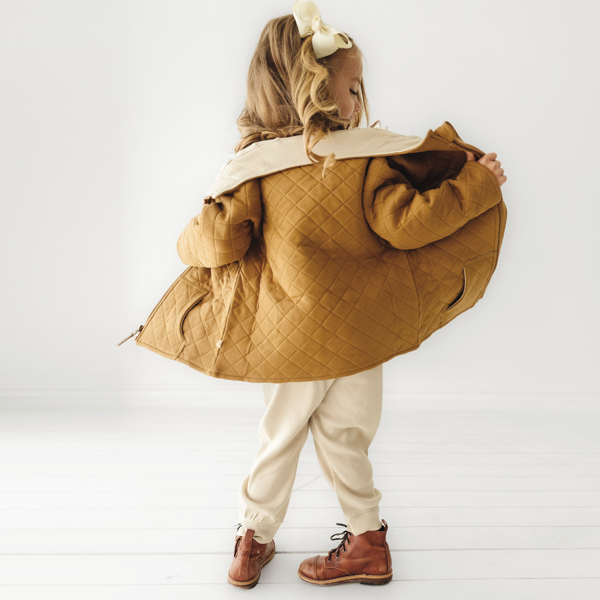 Organic Kids Merino Wool Zip Jacket - Tan