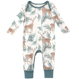 Christmas Deer Pine Bamboo Romper - HoneyBug 