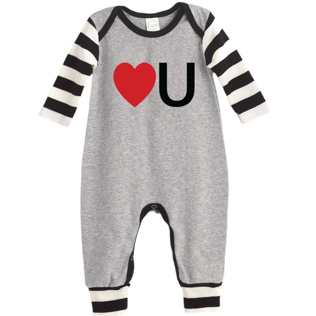 Love You Cotton Valentine Romper - HoneyBug 