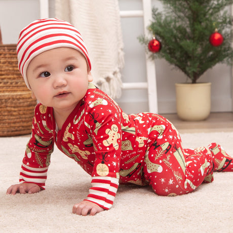 Christmas Collage Bamboo Zipper Romper - HoneyBug 