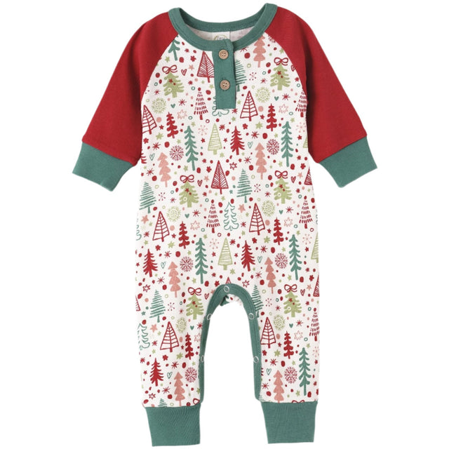 Cozy Christmas Henley Bamboo Romper - HoneyBug 