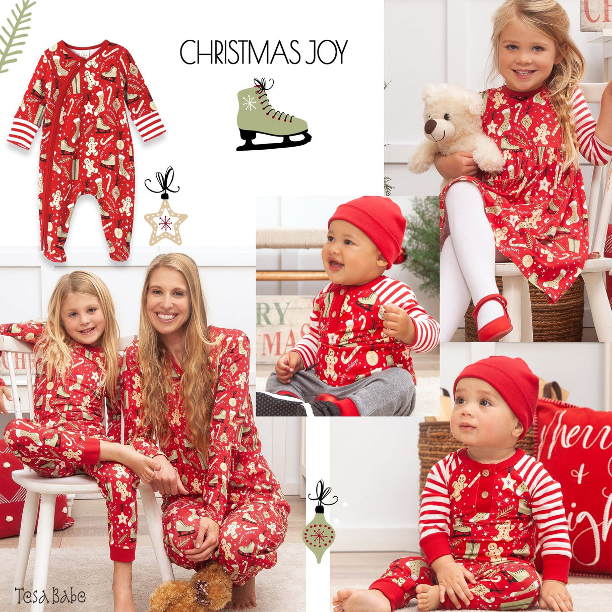 Christmas Collage Bamboo Women's Pajama Set - HoneyBug 