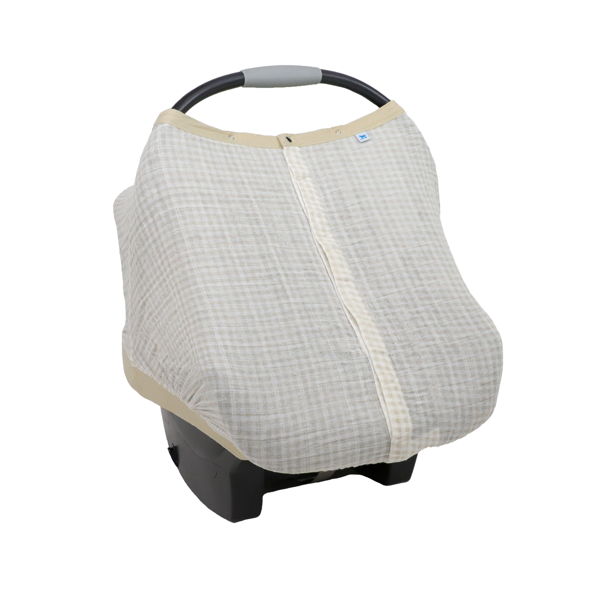 Cotton Muslin Car Seat Canopy - Tan Gingham