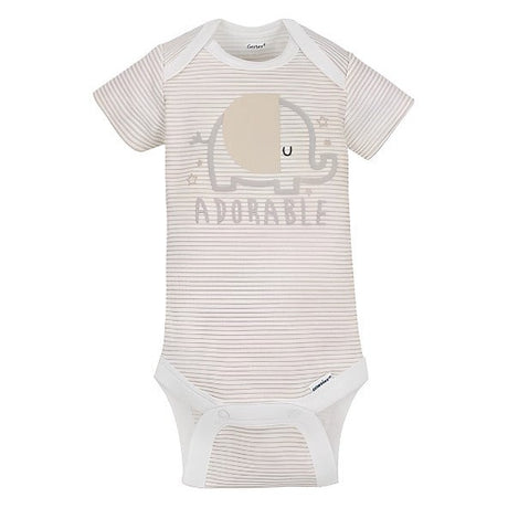 5-pack Neutral Grey Elephant Short Sleeve Onesies Bodysuits