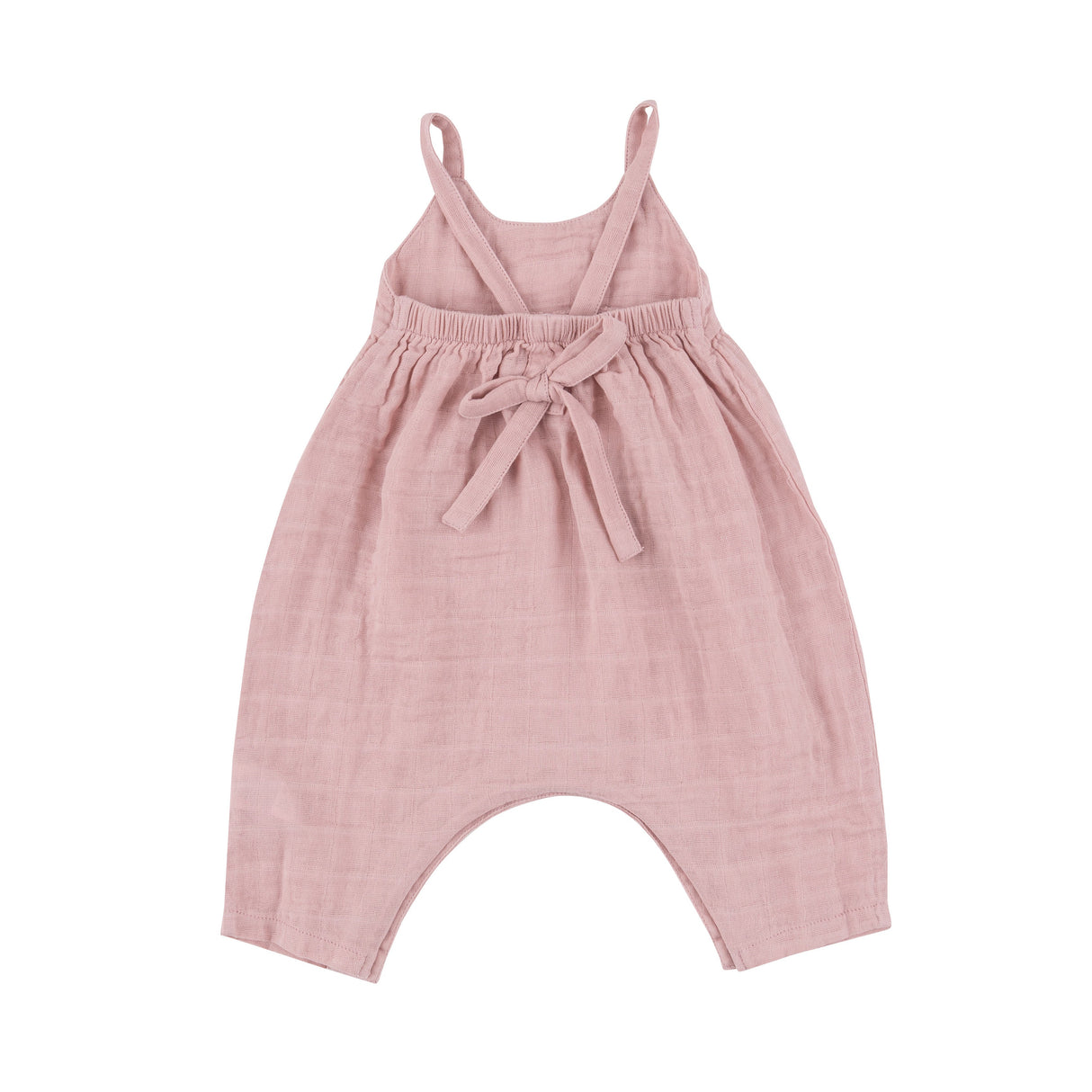 Tie Back Romper - Dusty Pink Solid Muslin - HoneyBug 