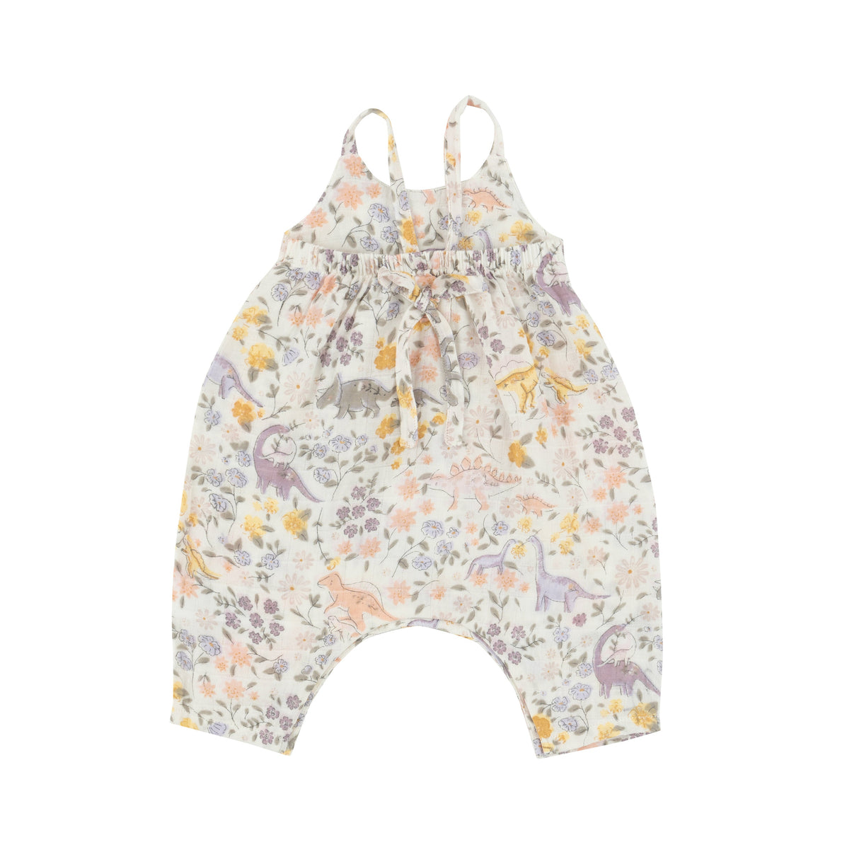 Tie Back Romper - Sweet Floral Dino - HoneyBug 