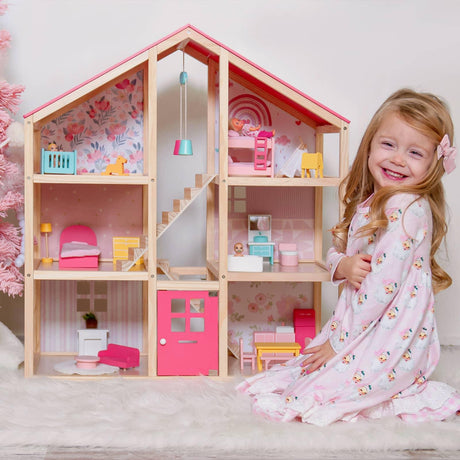 Tiny Land® Love Dollhouse with 30 Furniture - HoneyBug 