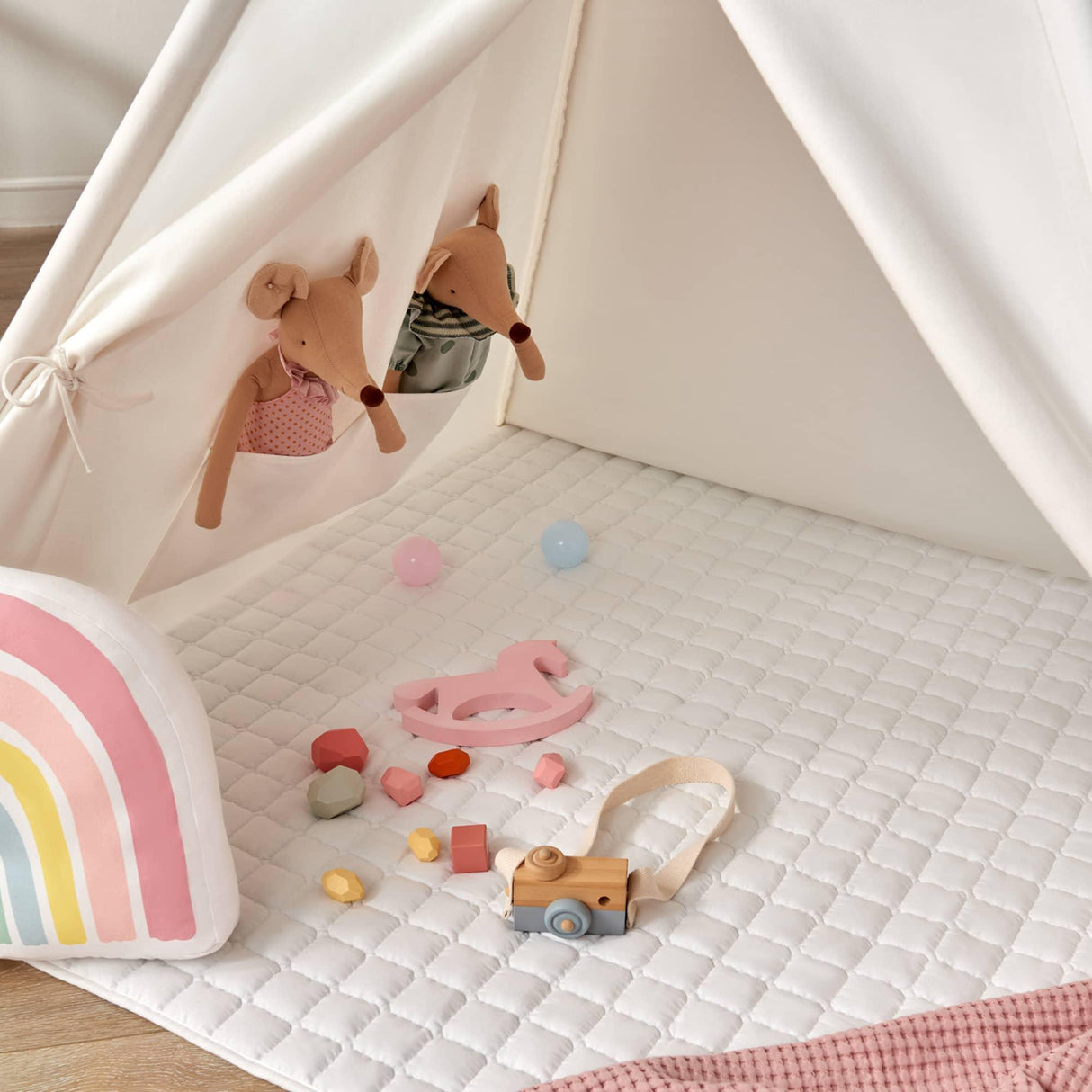 Tiny Land® Teepee for Kids with Mat - HoneyBug 