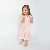 Twirly S/S Dress - Checkerboard Pink - HoneyBug 