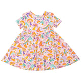 Twirly S/S Dress - Flower Power Mushrooms - HoneyBug 