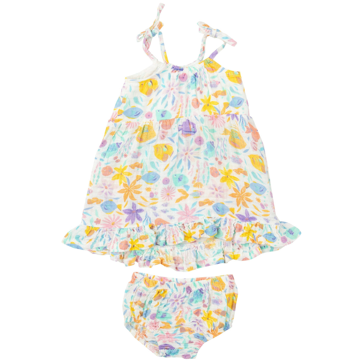 Twirly Tank Dress & Diaper Cover - Tropical Fish Floral - HoneyBug 