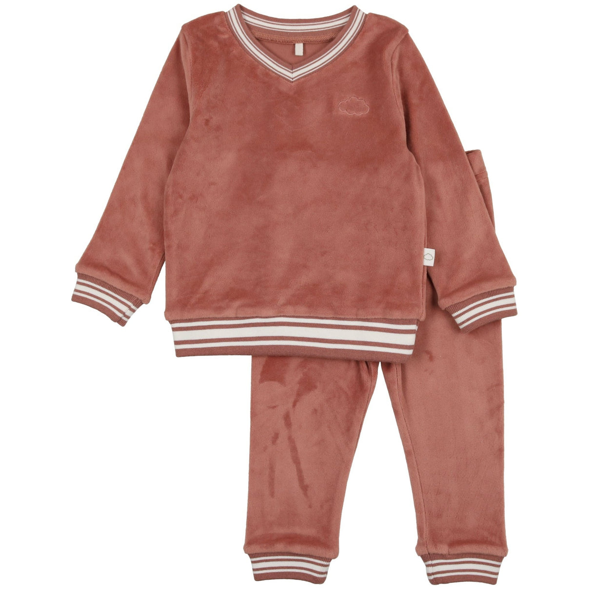 Velour Varsity PJ- Dusty Rose