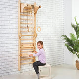 Wooden Swedish Wall / Climbing ladder for Children + Swing Set + Slide Board + Art Add-on