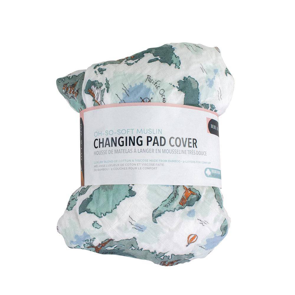 World Map Oh So Soft Muslin Changing Pad Cover