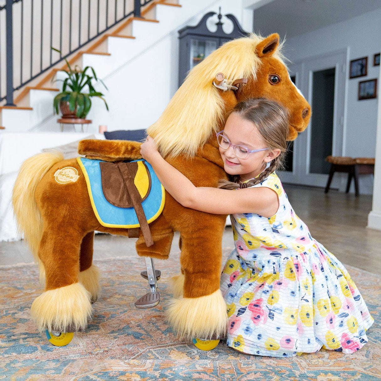 Horse Ride On Toy for Age 4-8 Brown Model X - HoneyBug 