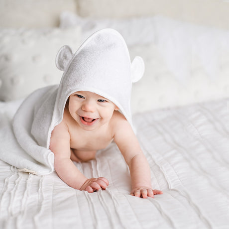 Organic Cotton Hooded Towel - White - HoneyBug 