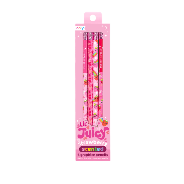 Lil Juicy Scented Graphite Pencils - Strawberry (set of 6) - HoneyBug 