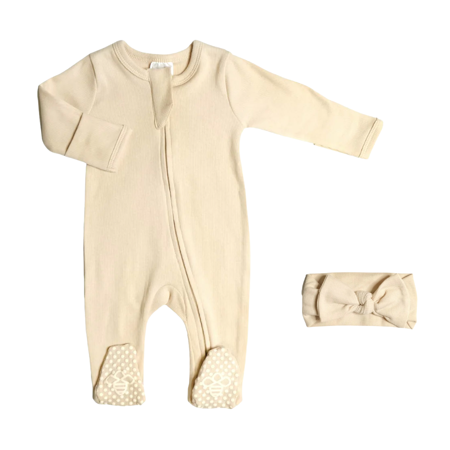 Organic Cotton Footie Set - Cream - HoneyBug 