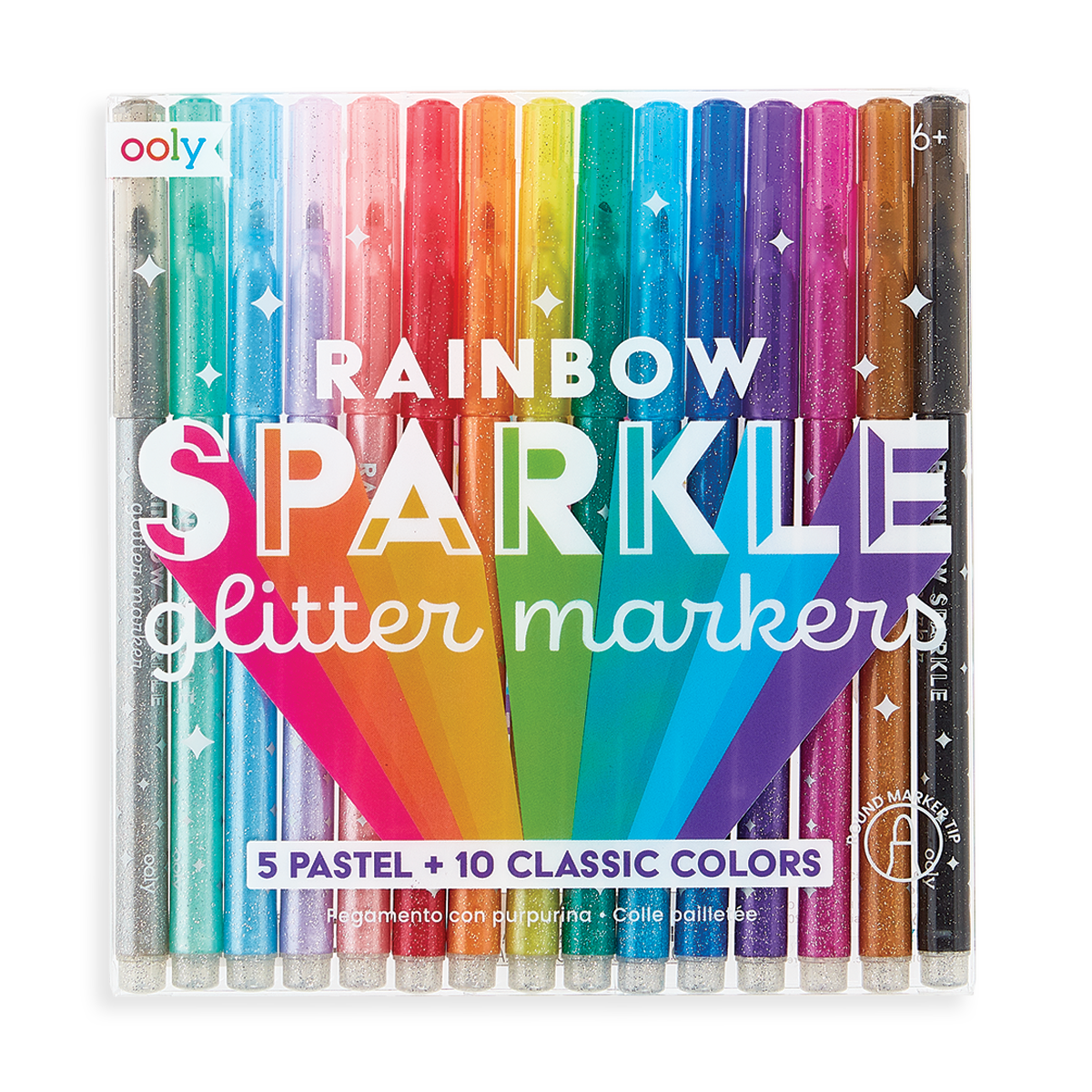 Rainbow Sparkle Glitter Markers - Set of 15 by OOLY - HoneyBug 