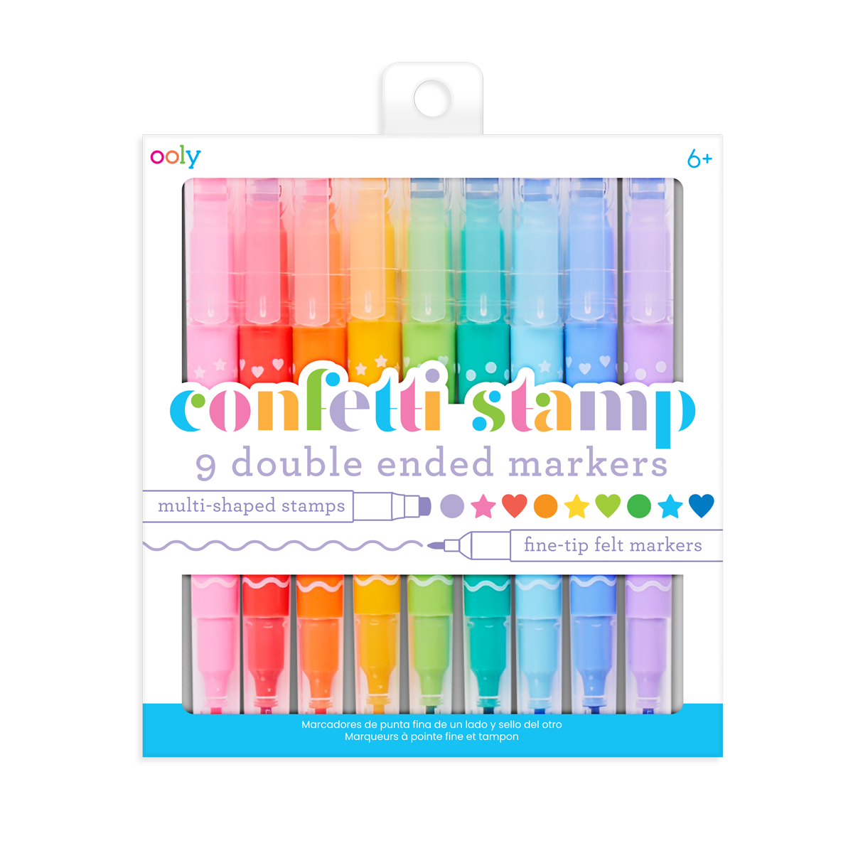 Confetti Stamp Double-Ended Markers - Set of 9 by OOLY - HoneyBug 