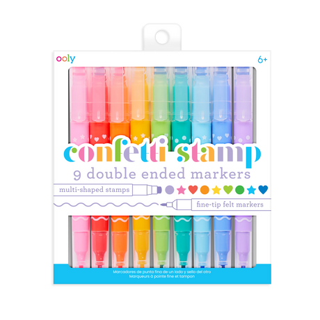 Confetti Stamp Double-Ended Markers - Set of 9 by OOLY - HoneyBug 