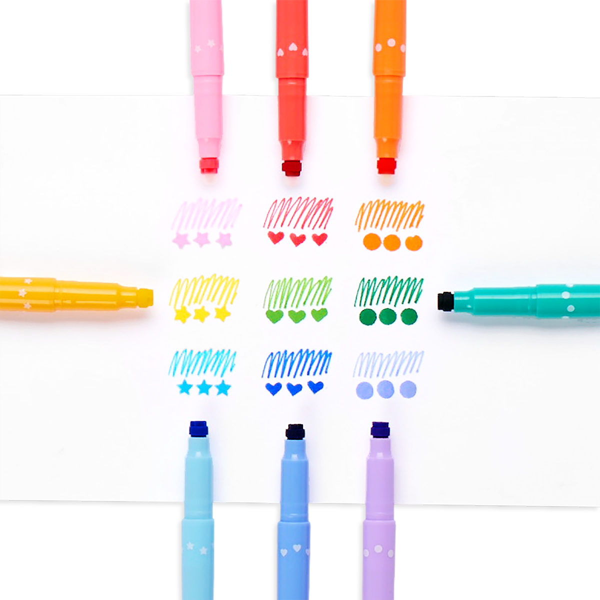 Confetti Stamp Double-Ended Markers - Set of 9 by OOLY - HoneyBug 