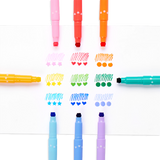 Confetti Stamp Double-Ended Markers - Set of 9 by OOLY - HoneyBug 