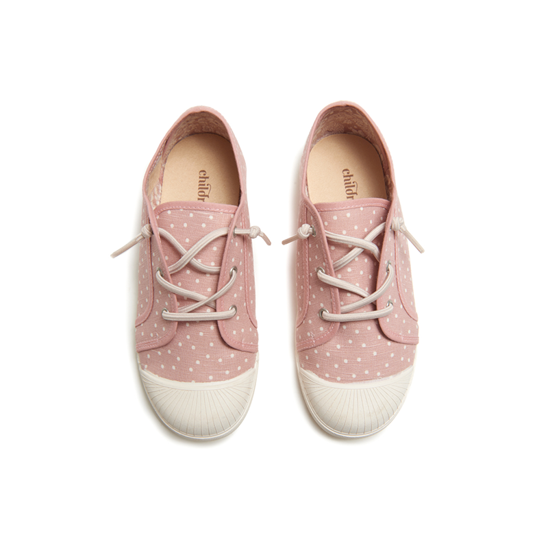 Canvas Elastic Sneaker in Pink Dots by childrenchic - HoneyBug 