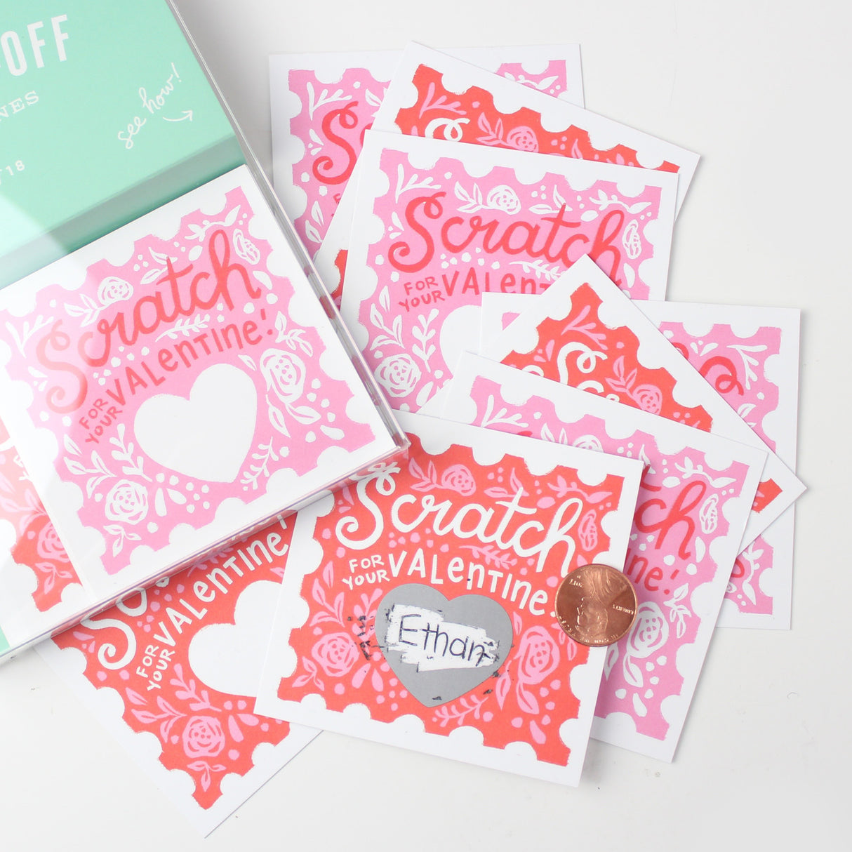 Scratch-off Valentines - Floral 18pk - HoneyBug 