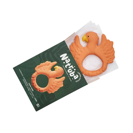 Natural Rubber Teether Parrot - Orange - HoneyBug 