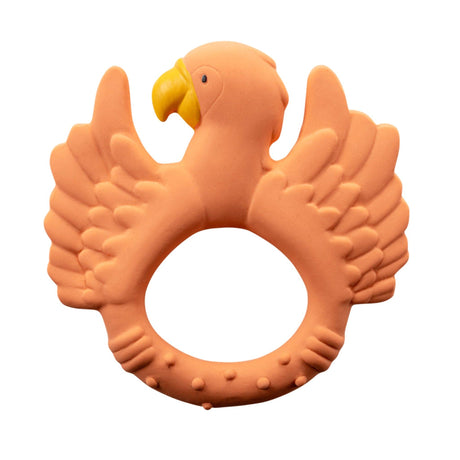 Natural Rubber Teether Parrot - Orange - HoneyBug 