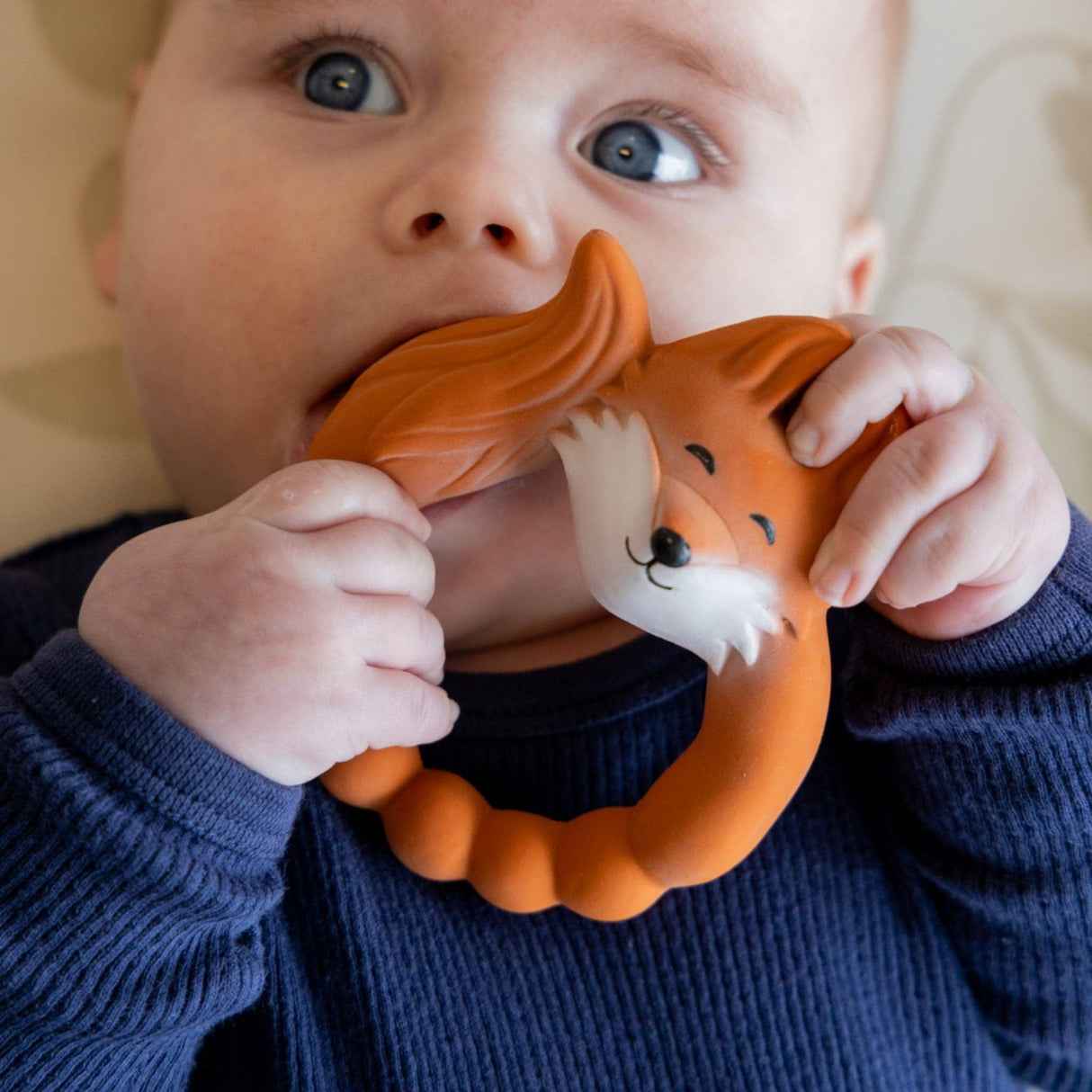 Natural Rubber Teether Fox - Orange - HoneyBug 