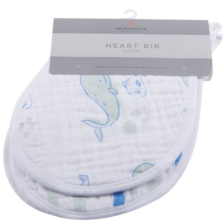 Ocean Cotton Heart Bib 2PK - HoneyBug 