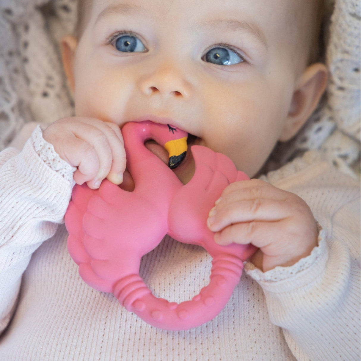 Natural Rubber Teether Flamingo - Pink - HoneyBug 