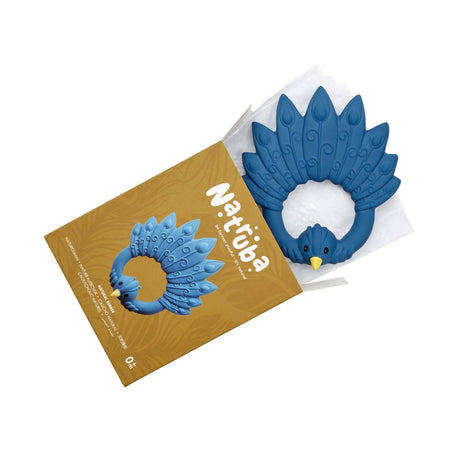 Natural Rubber Teether Peacock - Blue - HoneyBug 