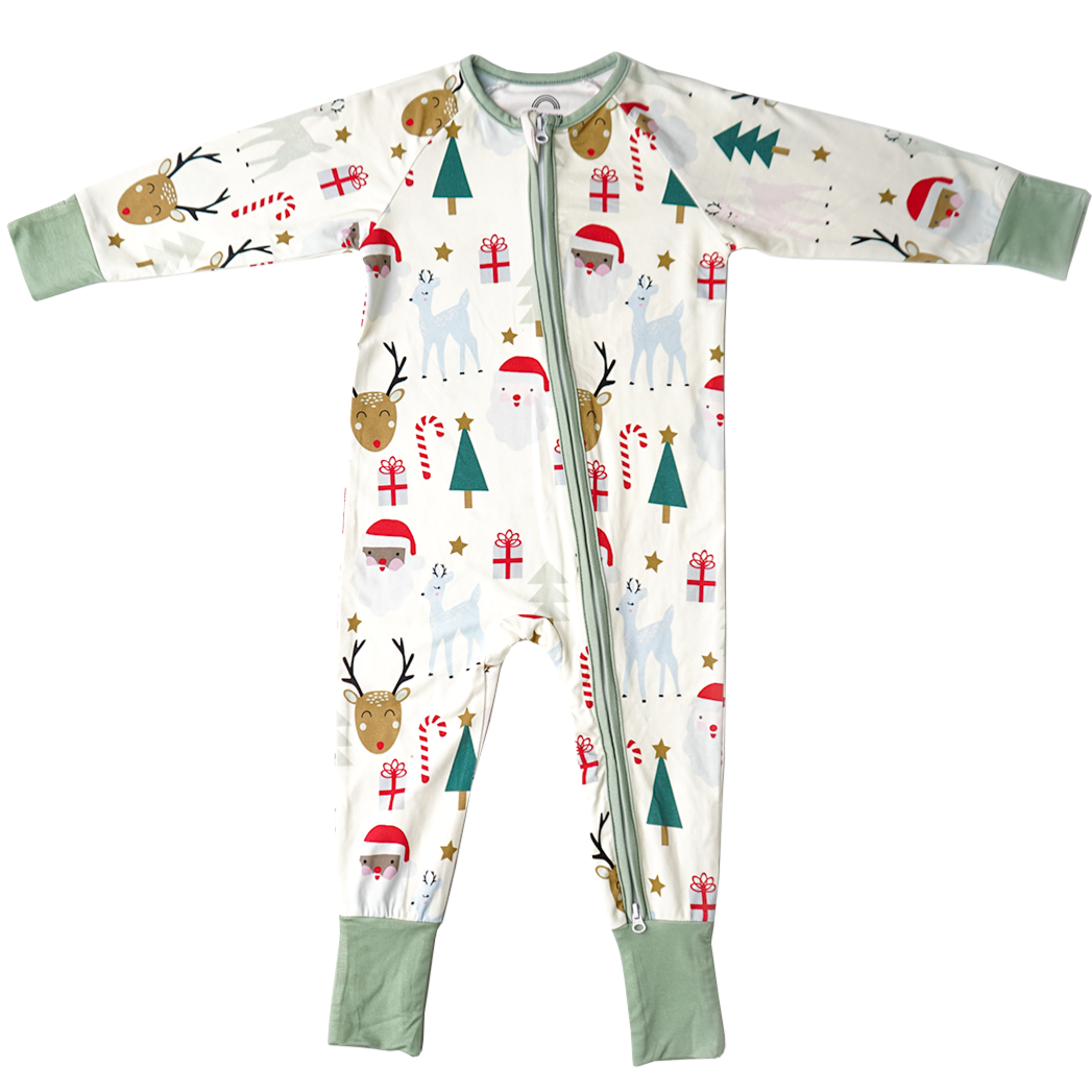 Santa and Friends Bamboo Romper - HoneyBug 