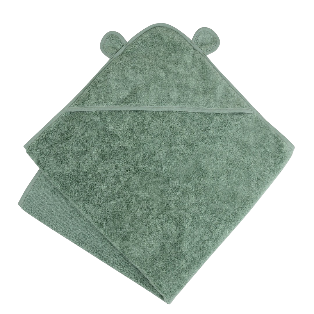 Organic Cotton Hooded Towel - Sage - HoneyBug 