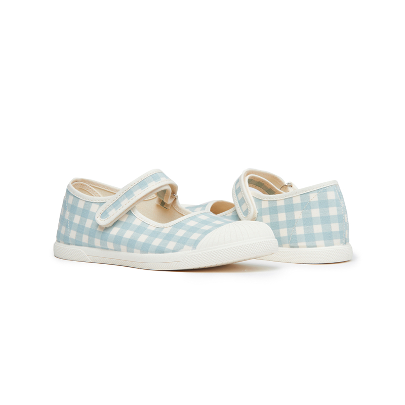 Gingham Mary Jane Sneakers in Light Blue by childrenchic - HoneyBug 