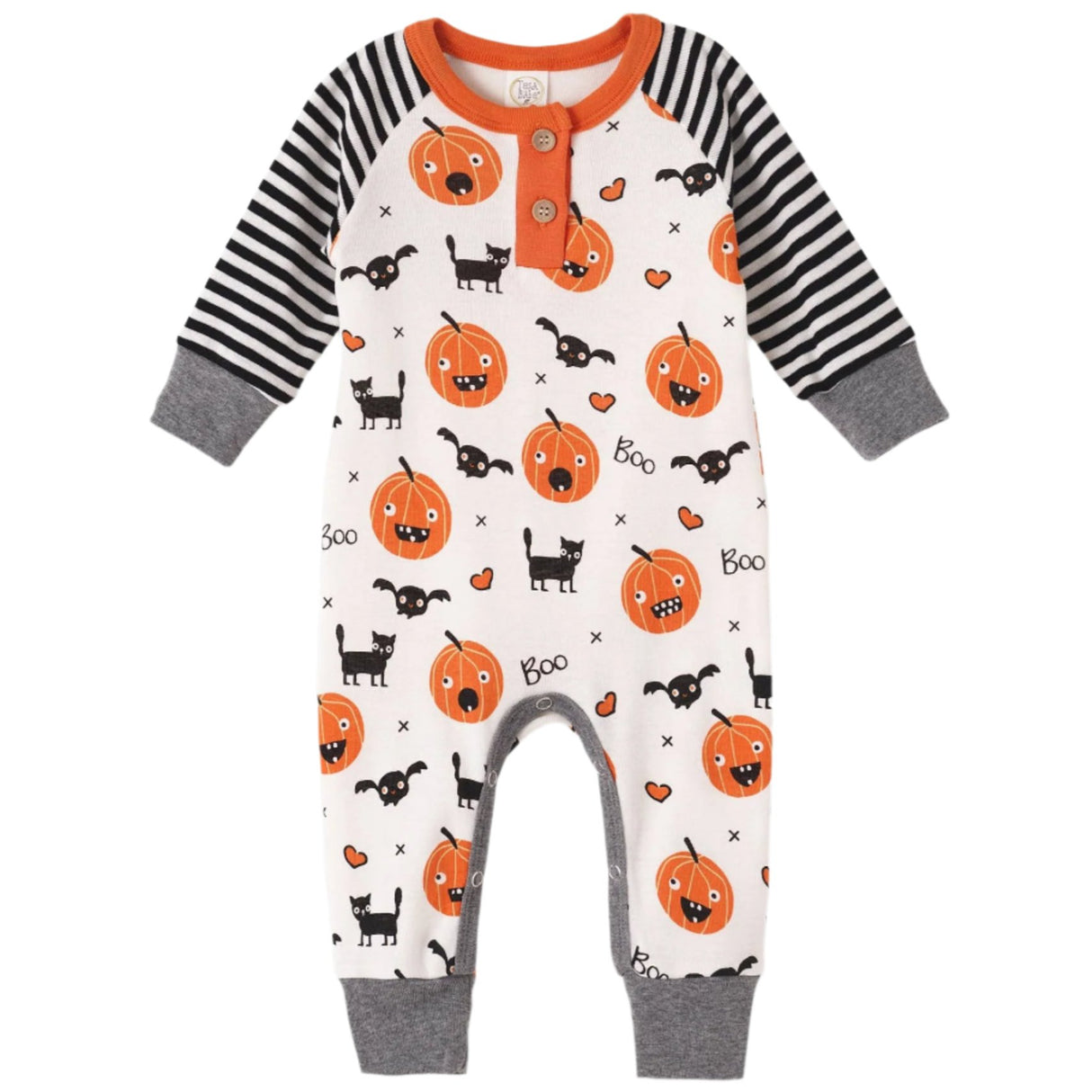 Playful Pumpkins Henley Romper - HoneyBug 