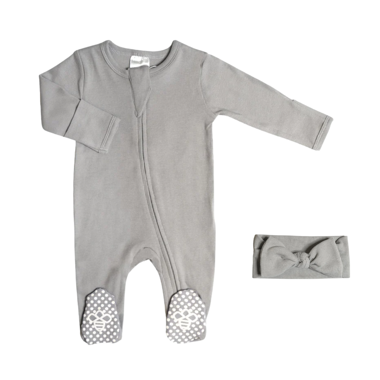 Organic Cotton Footie Set - Stone - HoneyBug 